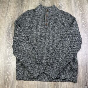 Faherty Wool/Cashmere 1/4 Button Knit Gray Henley Fisherman Sweater Men Size XXL